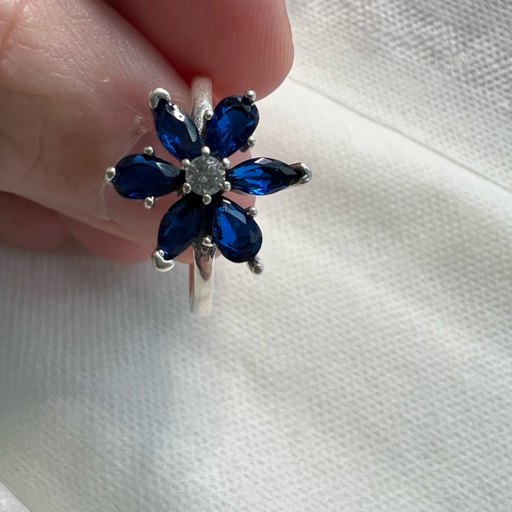Pandora Silver and Blue Herbarium Ring